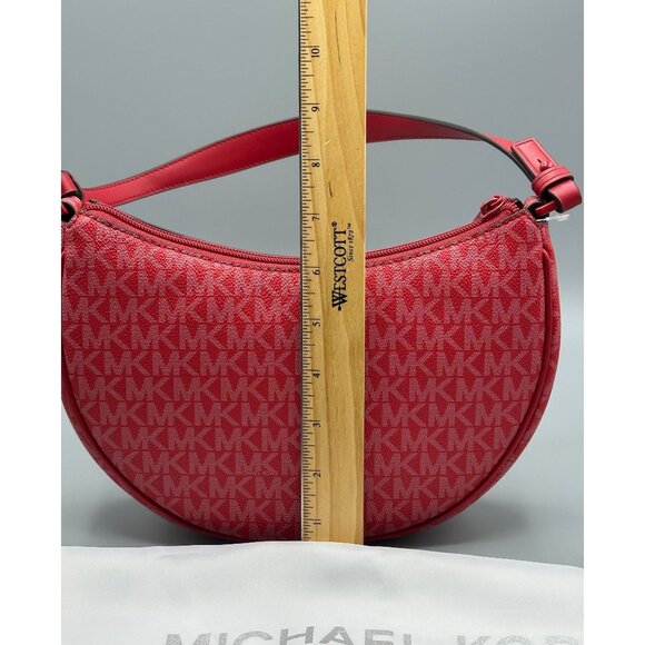 Michael Kors Small Kayla Crimson Signature Convertible Pouchette 32T5T8QU1B NWT - Picture 12 of 14